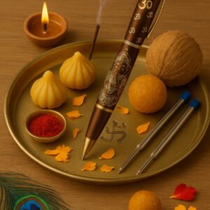 Ganesha Rich Brown Brass Pen